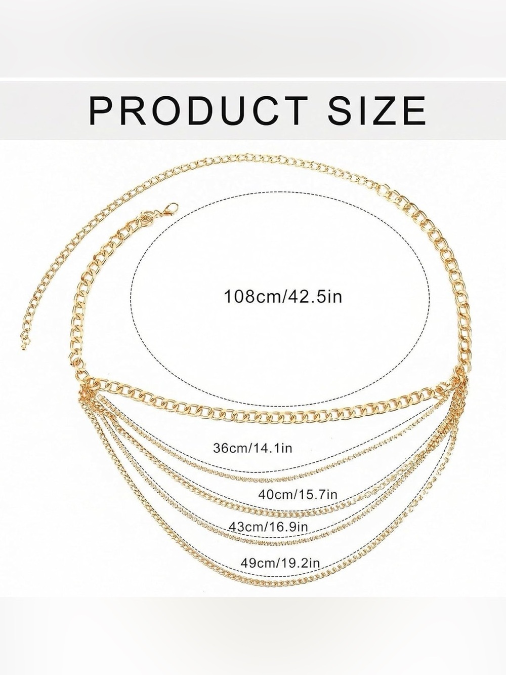 Gold Draped Multi-Chain Rhinestone Waist Belt - Picture 6 of 12